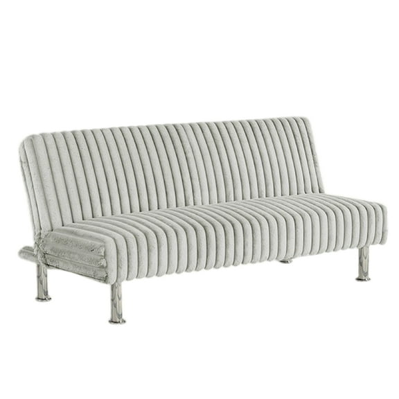 Hini Fold Out Futon Sofa Bed, Light Gray, Modern Chrome Metal Legs