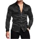thumbnail image 1 of Blusa y camisa de manga larga con cuello vuelto para hombre, informal, de color liso, con botones, de lino, 1 of 5