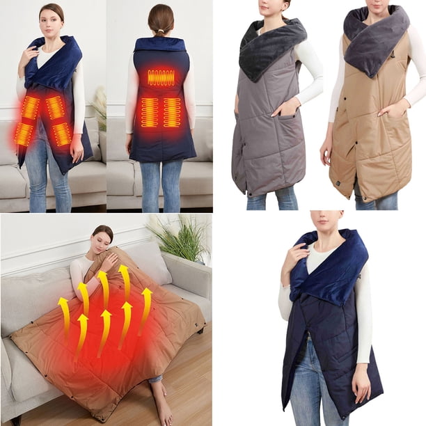 Xihbxyly Chal Calefactable Portátil, 3 Configuraciones de Temperatura, Manta Calefactable con Alimentación Usb, Tecnología de Calentamiento Rápido, Versátil Como Manta o Chal, Regalo Perfecto para El