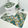 thumbnail image 2 of Teal Gold Marble Pattern Bathroom Rugs Sets 3 Piece,Toilet Cover Set,Absorbent Non Slip Bathroom Mats Sets with U-Shaped Contour Rug Toilet Rug Set, 2 of 5
