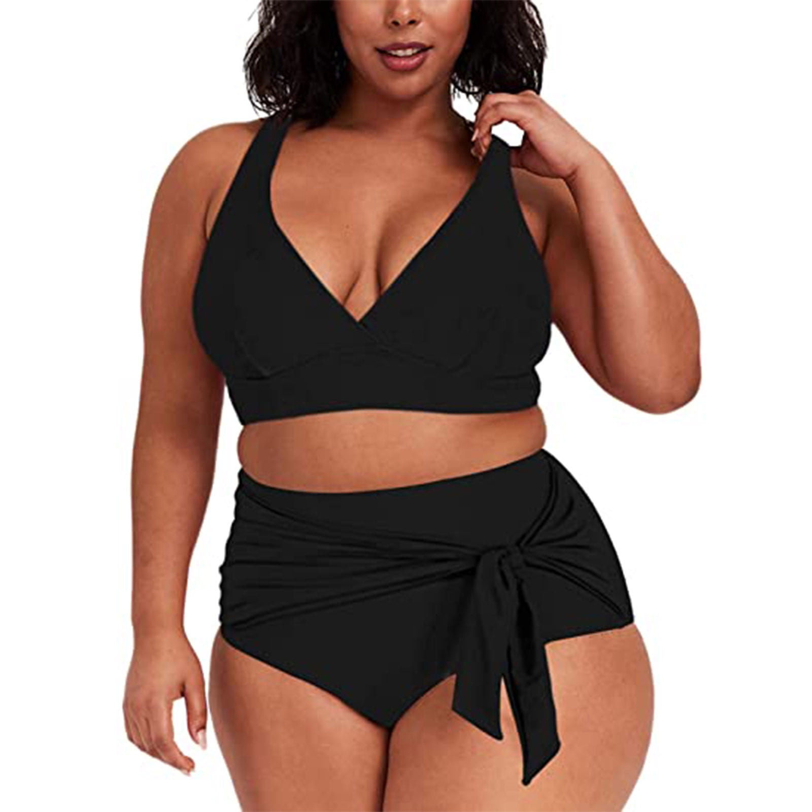 Plus Size Swimsuit for Women Solid Push Up Padded Plus Size Bikini Set Swimsuit Bathing Suit Swimwear, Summer Savings Clearance - Walmart.com