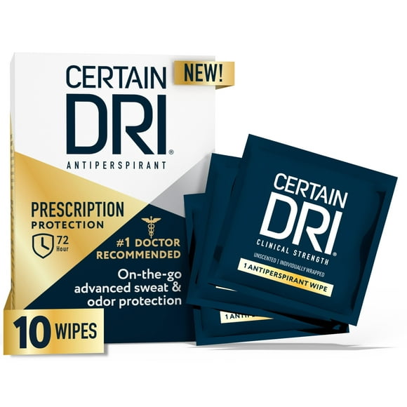 Toallitas antitranspirantes Certain Dri Clinical Strength, 10 unidades