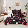 thumbnail image 4 of Castle Fairy Love Heart Print Girl Boy Full Size Comforter Sets 3-Piece,Happy Valentine's Day Bedding Comforter Set,Romantic Couple Lover Lightweight Bedding Sets,Microfiber Bedroom Decor,Reversible, 4 of 8