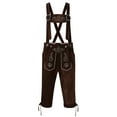 thumbnail image 1 of Oktoberfest Costume Men German Bavarian Lederhosen Trousers for Men Embroidery Strap Pants Vintage Faux Fleece Party Dress Pants Dark Coffee S, 1 of 7