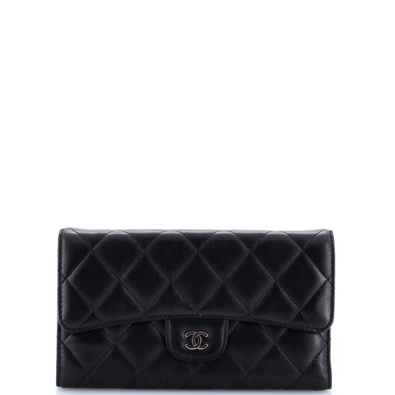 Pre-Owned L-Flap Wallet Quilted Lambskin Long By Rebag