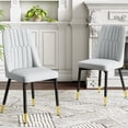 thumbnail image 6 of SUDICA 7 Piece Black and Gold Dining Set, Glass Table with Grey PU Chairs for Kitchen, 6 of 10