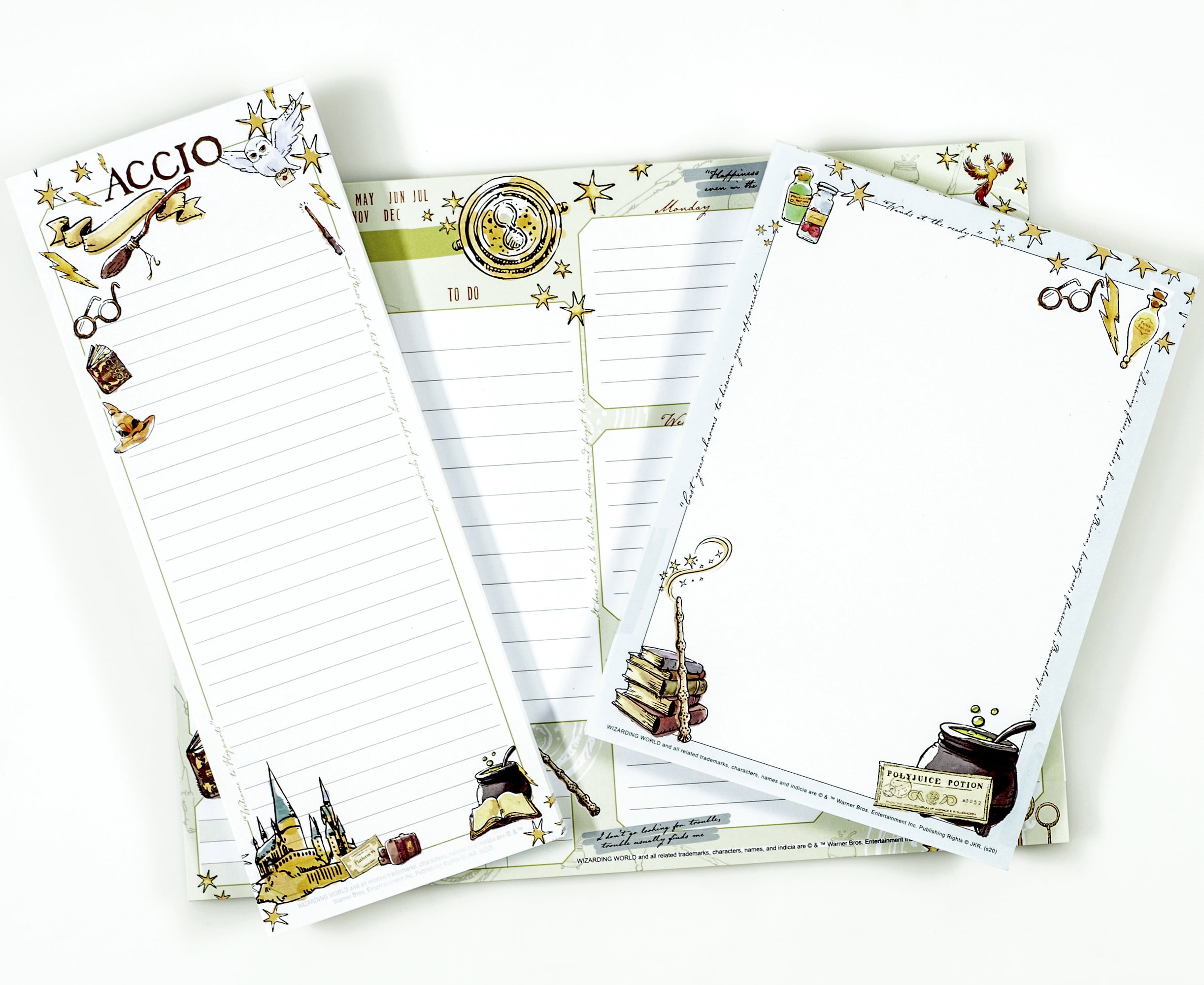 Conquest Journals Harry Potter Trio of Pads - Weekly Planning Pad, 5x7 Notepad and To Do or Grocery List Pad