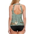 thumbnail image 2 of Women's Printed Tankini Top - High Elasticity Slim-Fit Swimsuit with Removable Straps & Cups, Perfect for Beach & Pool Parties，Otters, 2 of 7