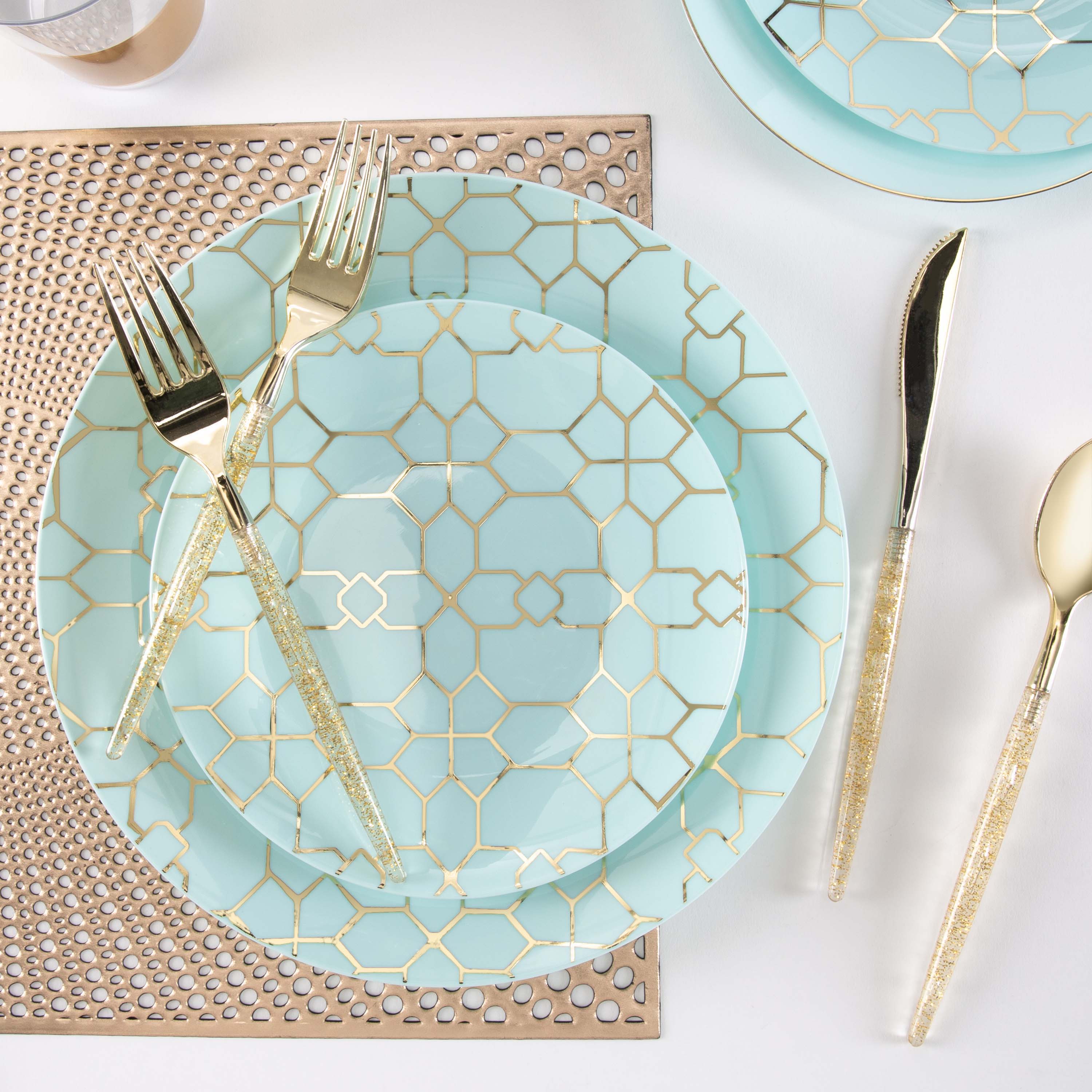 Home Details Set of Four Santorini Metallic Table Place Mat, Gold