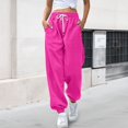 thumbnail image 2 of ManxiVoo Womens High Waisted Wide Leg Joggers with Pockets Comfortable Workout Trousers XXL Size Hot Pink, 2 of 8