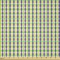 thumbnail image 2 of Ambesonne Retro Fabric by the Yard Microfiber, Bicolour Vertical Bead Motif, 2 Yards, Yellow Violet and White, 2 of 2