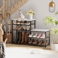 thumbnail image 2 of Shoe Rack Bench for ,Free Standing Shoe Storage Organizer for Front Door Entrance,Boot Rack Holder Shelf for Closet with Seat,Sturdy Shoe Shelves for High Heels, Hallways,White Marble, 2 of 8