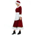 thumbnail image 3 of Mrs. Claus Costume for Women Adult Christmas Plus Size Dress with Bonnet Apron White Hair Wigs and Wire Rim Glasses -L, 3 of 7