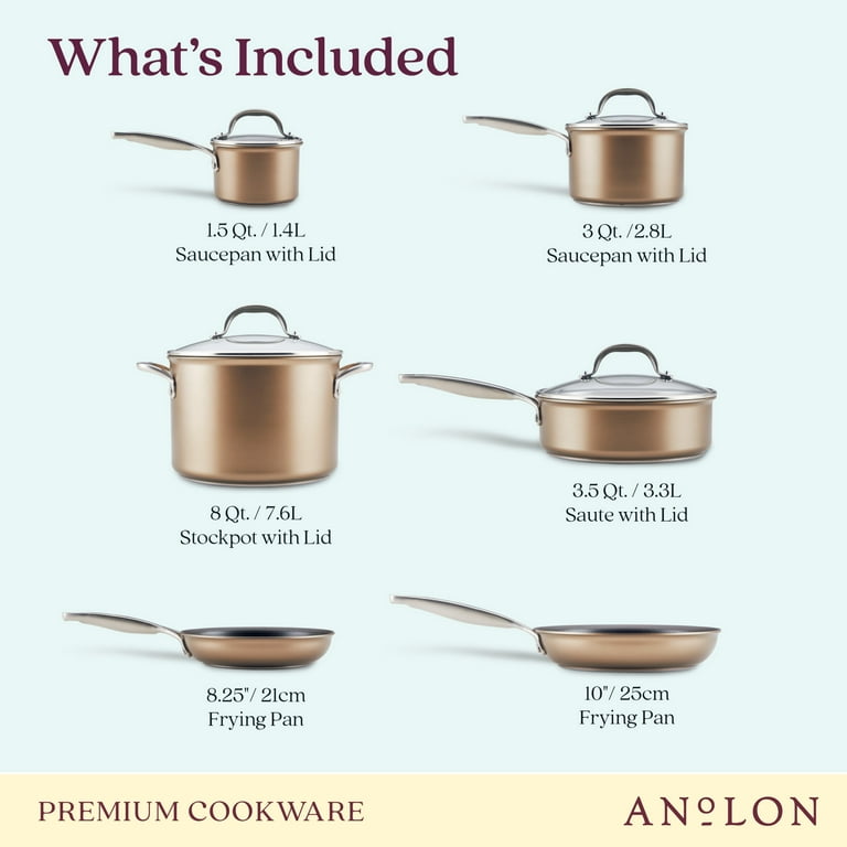 Anolon Ascend Hard Anodized Nonstick Stir Fry Pan, 10-inch, Bronze