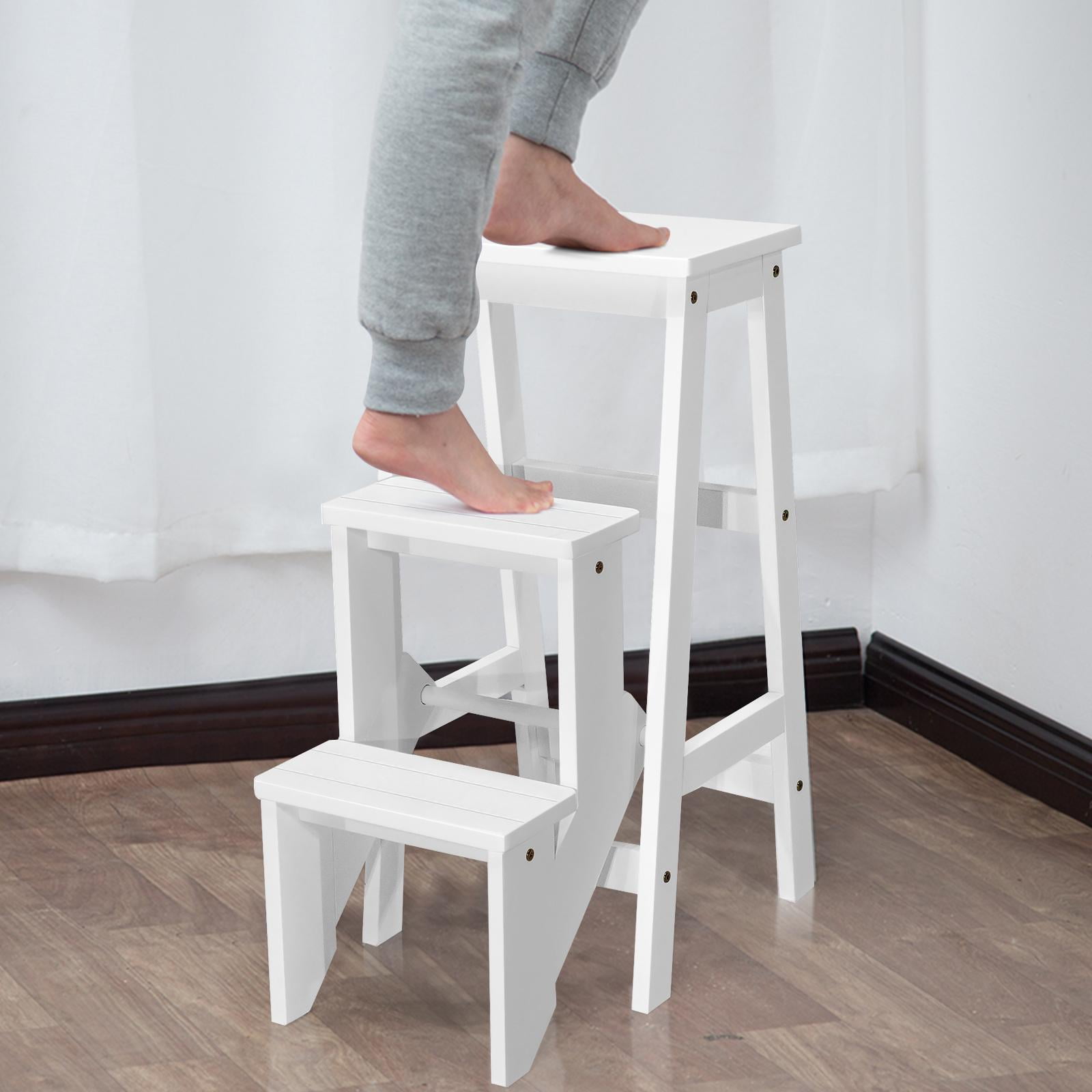 Giantex Step Folding Wooden Step Stool Portable Anti Slip Step