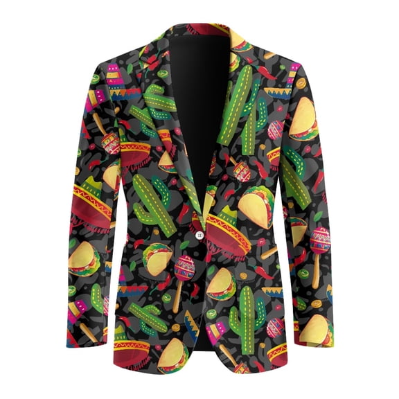 Psesaysky Regular Fit Single Button Casual Blazer Jacket, Polyester Lightweight Mens Suit Jackets for Business Office and Wedding Events