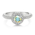 thumbnail image 2 of Gem Stone King 925 Sterling Silver Mercury Mist Mystic Topaz and White Moissanite Engagement Ring for Women (1.11 Cttw, Round 5MM, Available in Size 5, 6, 7, 8, 9), 2 of 6