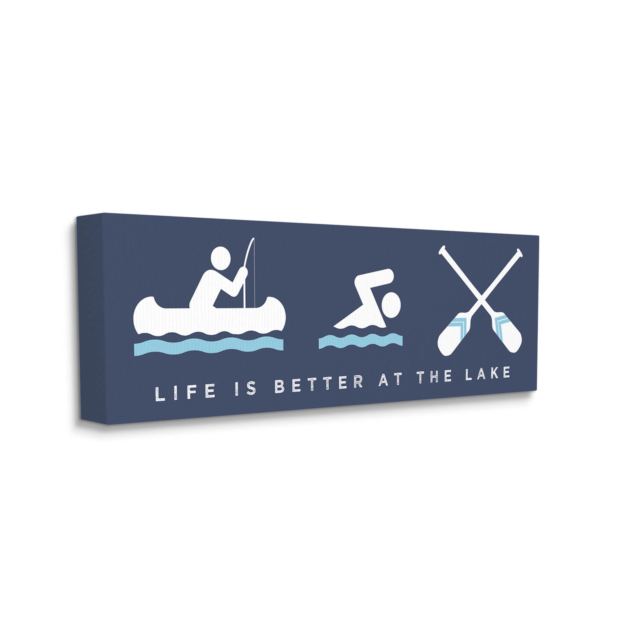 Life Better At Lake Water Fun Typography Graphic Art Gallery Wrapped Canvas Print Wall Art