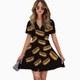 thumbnail image 2 of Hot Dog Women Dress V-Neck Short Sleeve Flowy Swing Party Midi Dress, 2 of 4
