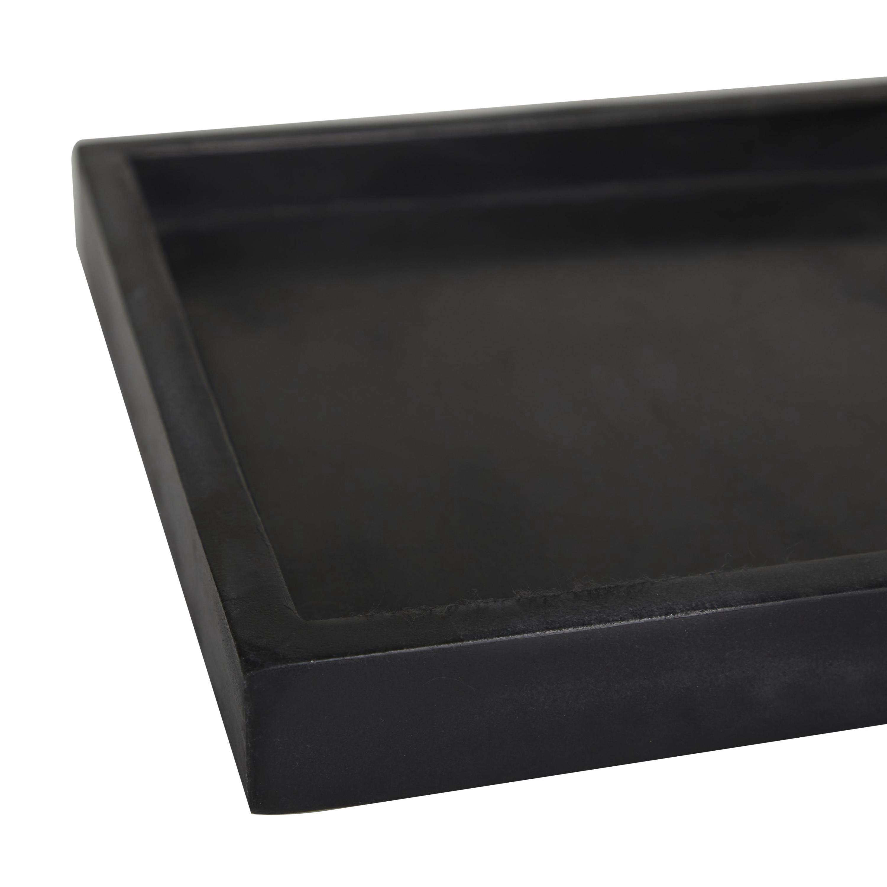 DecMode 10", 8"W Black Marble  Tray with Raised Border, 2-Pieces