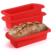 RHBLME 6-Pack Silicone Loaf Pans - Non-Stick, 10x4.9x3.9 Inch, For Baking Bread, Meatloaf & More