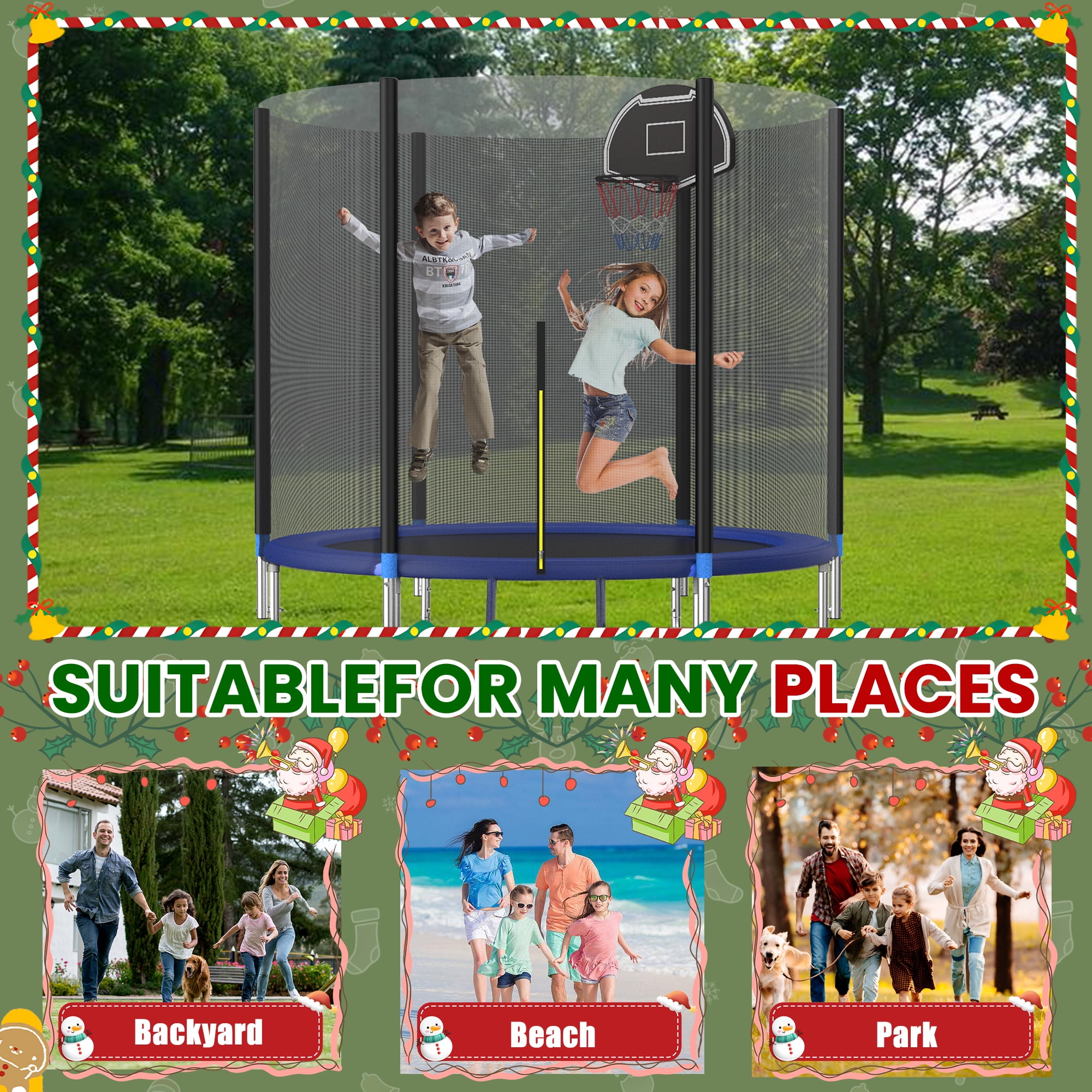 Shengchao Trade 1200LBS 12ft Heavy Duty Outdoor Trampoline for 3-5 Kids and Adults,Backyard Trampoline with Enclosure Net and Ladder, Jumping Trampoline Capacity for Boys and Girls Birthday Gift