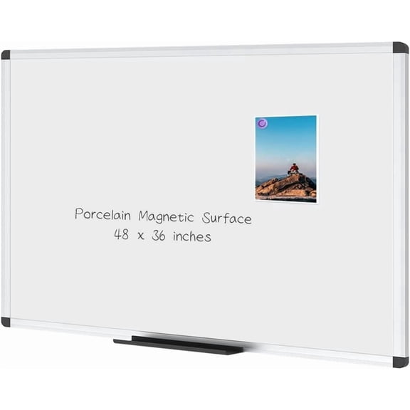 Porcelain Magnetic Dry Erase Whiteboard, 48 x 36 Inches
