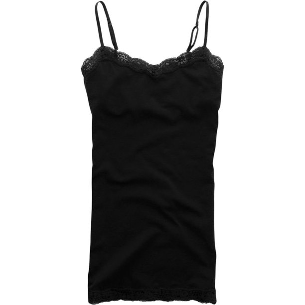 Aeropostale Mujeres Solid Classic Lace Cami Tank Top, Negro, XS