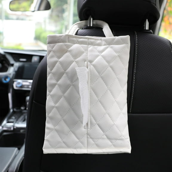 xaoyunyn Luxurious Leather Car Seat Back Hanging Tissue Holder for Home and Vehicle Use,Stable,One Hand Operation,Easy Installation