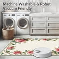 thumbnail image 5 of ODIKA 5'x7' Machine Washable Non-Slip Area Rug, Pink Rose and Green Vine with Waterproof Reversible Charm High Traffic Rug, Beige, 69139, 5 of 7