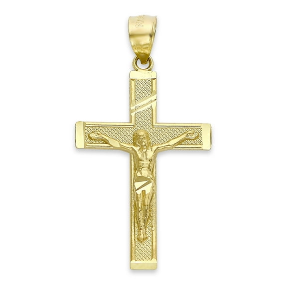 10k Solid Gold Crucifix Pendant: Unisex Religious Necklace