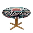 thumbnail image 3 of PIKWEEK Picnic Dining Kitchen Farmhouse Aloha Hawaii Hawaiian Hibiscus Flower Round Tablecloth White, 3 of 8