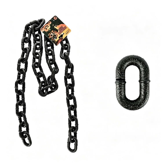 Gcvizuso Halloween Fake Chain Prop, Realistic Black Plastic Prison Chain for Haunted House Wall Door Party Decorations