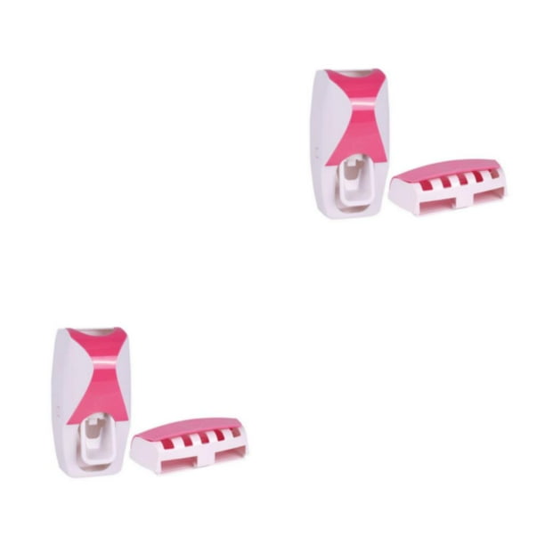Dispensador automático Toystoory de ABS lavable Universal Montado en la pared para baño de Hotel soporte para cepillo Rosa 2piezas