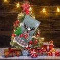 thumbnail image 4 of Christmas Deer with Fence Cloth Stocking Gift Bag – Medium 38cm (15in) Burlap-Style Stocking with Deer & Fence Embroidery – Candy Gift Bag Decor, 4 of 8