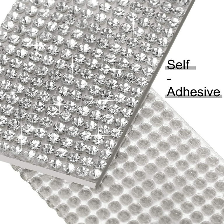 Zonon Self Adhesive Rhinestone Strips Diamond Bling Crystal Ribbon Sticker  Wrap for Craft Jewel Tape Roll with 2 mm Rhinestones for DI