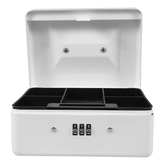 Topbathy Portable White Metal Key Safe Box with Combination Lock and Large Capacity for Home Office