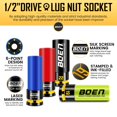 thumbnail image 4 of BOEN 1/2" Drive Impact Lug Nut Socket Set, 4 Pieces Non-Marring Thin Wall Wheel Protector Nut Socket, Metric (17, 19, 21, 22) mm, Color-Cod, 4 of 7