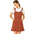thumbnail image 1 of Unique Bargains Women's Faux Suede A Line Short Button up Overall Dress Caramel XL, 1 of 6