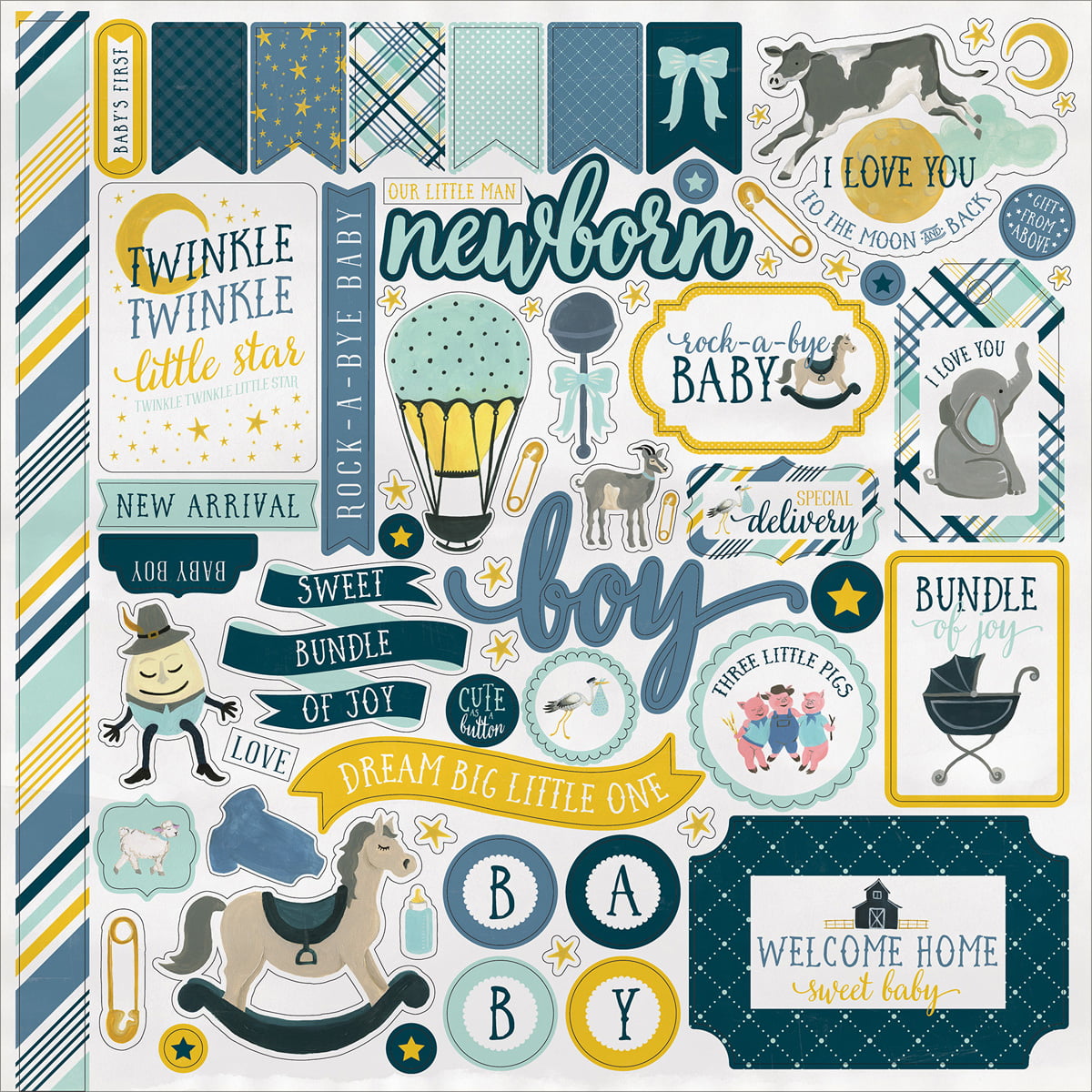 Welcome Baby Boy Cardstock Stickers 12"X12"-Elements 
