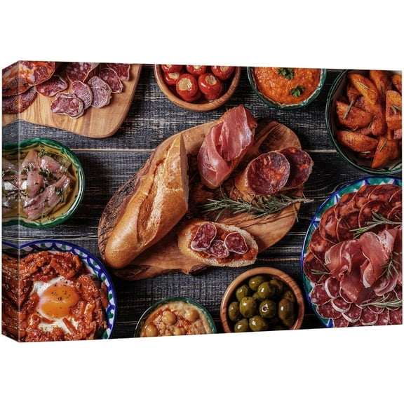 Wall26 Canvas Print Wall Art Charcuterie Deli Meat Board Print Kitchen & Cooking Food Photography Wall Decor Modern Art Realism Decorative Unframed for Restaurant, Living Room - 12"x18"
