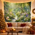 thumbnail image 3 of Forest Stream Through Wildflower Garden, Peaceful Cottagecore for Nature Lovers, Woodland Creek Wall Art, Housewarming Gift, Tapestry Wall Hanging for Bedroom and Living Room, 3 of 7