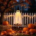 thumbnail image 2 of Halloween Swinging Ghost Outdoor Decoration, 8 FT Large Hanging Halloween Ghost Decoration with Detachable Witch Hat, LED Lights, Remote Control & Manual, Easy Assembly Yard Garden Patio Porch, 2 of 8