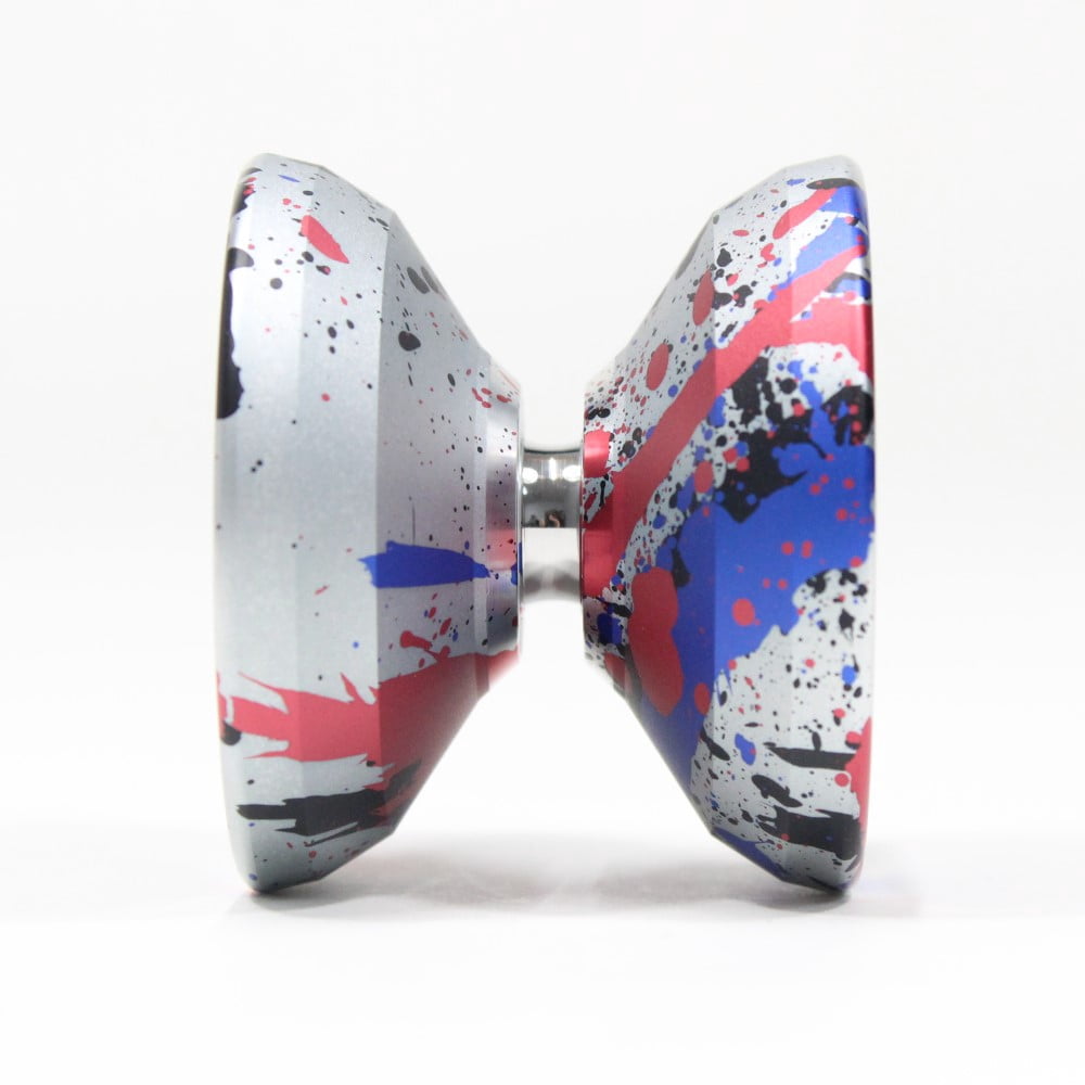 C3yoyodesign Epiphanion Yo-Yo - William Chow Design - Full Size Metal YoYo (Silver/Red/Blue/Black Splash)
