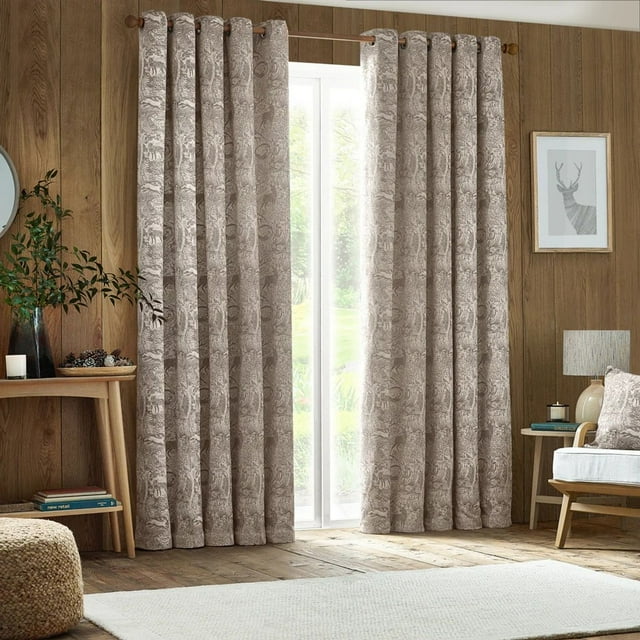 Furn Rideaux à Oeillets Animaux en Chenille des Bois d'Hiver