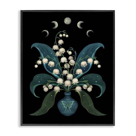 Stupell Industries Bohemian Lunar Lily Of Valley Black Framed Giclee Art, 11 x 14, by Episodic Drawings