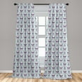 thumbnail image 5 of Ambesonne Geometric Curtains, Floral Damask Skulls, Pair of 28"x95", Pale Blue Purple White, 5 of 5