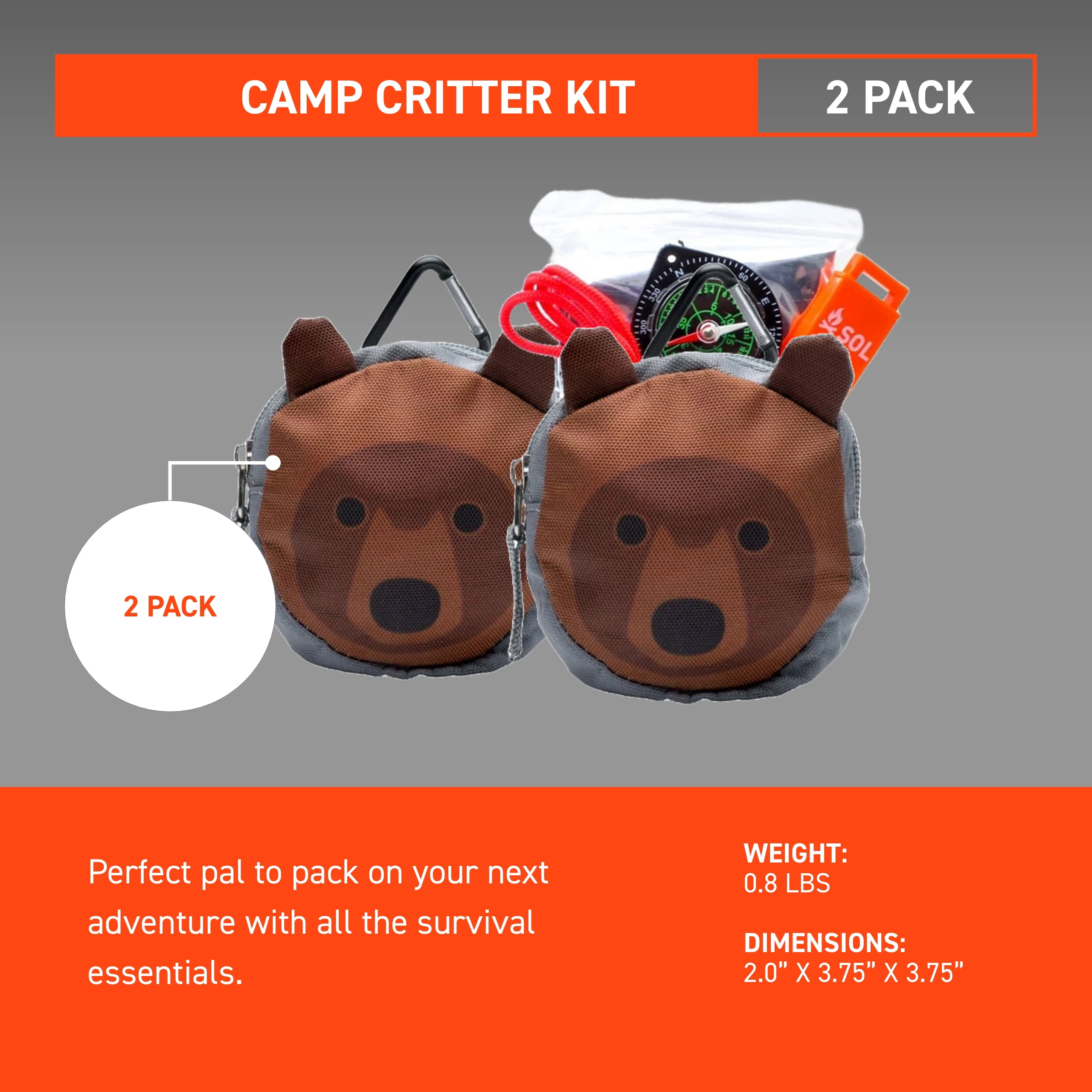 SOL Survive Outdoors Longer Camp Critter Kit Bear - (Pack of 2)