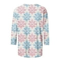 thumbnail image 4 of Pisexur Hauts pour Femmes Manches 3/4 Hauts pour Femmes Blouse Décontractée de Noël à Imprimé Col Rond Manches Trois Quarts T-shirt à Manches 3/4 Haut Ample Multicolore,4TG, 4 of 5