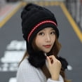 thumbnail image 4 of CoCopeaunts Autumn Winter Warm Knit Hat for Women Beanies Hat Sweet Ear Protection Woolen Cap Balaclava Pompom Bonnet Skullies Beanies Hat, 4 of 6